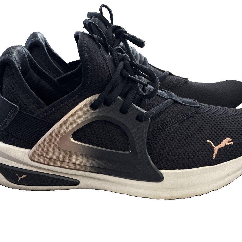 PUMA Softride Enzo Evo Molt Metallic Black/White Lace-Up Low Top 378733-01 W 9